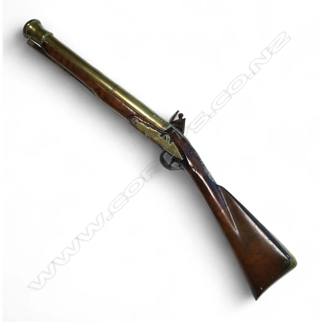 A good late 18thC sea service brass barreled flintlock blunderbuss, Image 1++