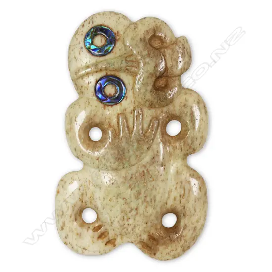 David Tuart large carved whale bone tiki,