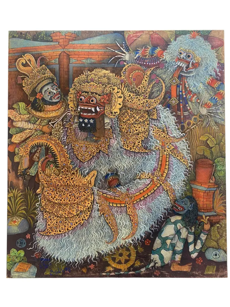 Anak Agung Gede Sorbrat (1911-1992) 'Masked Balinese Dancers, Image 1++
