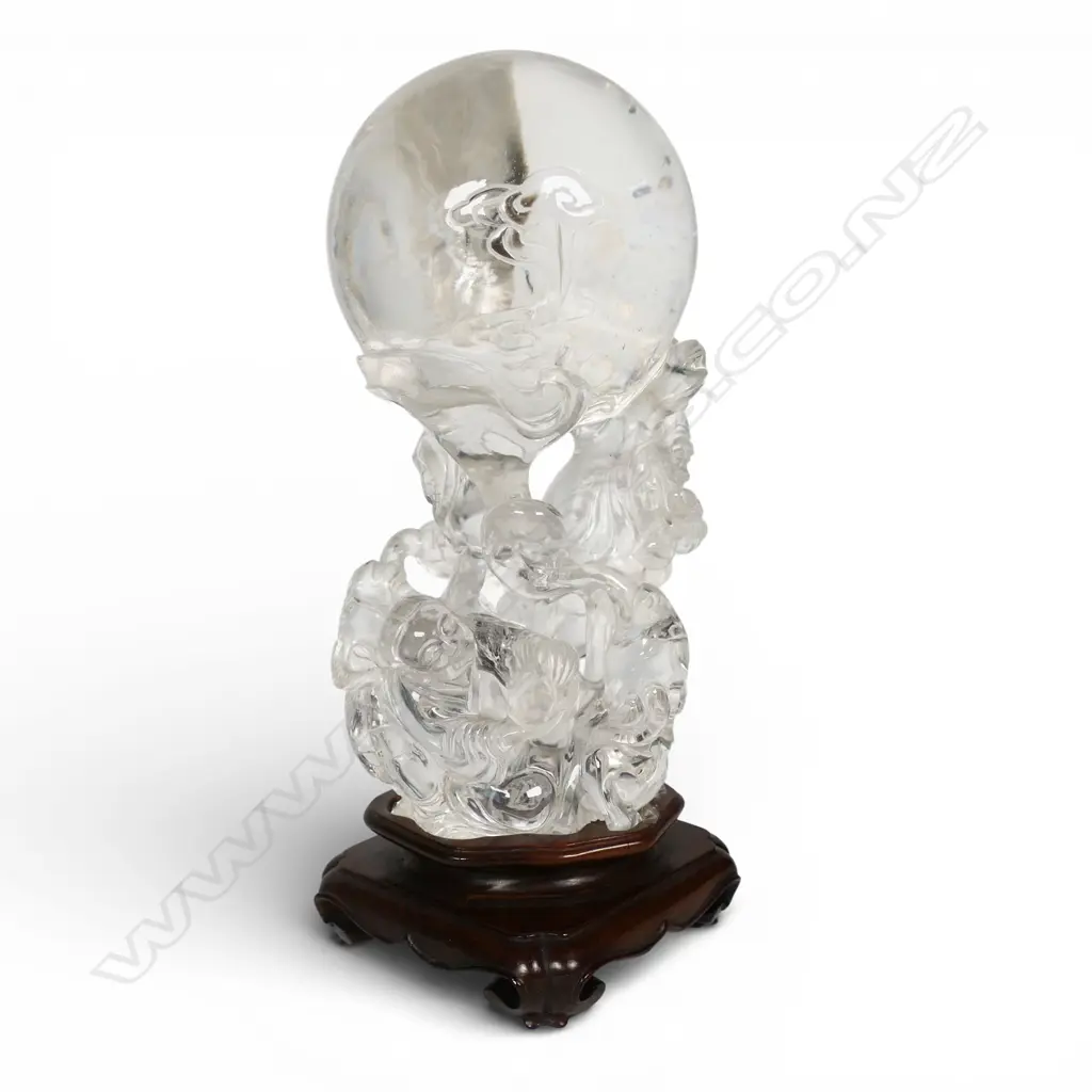 An uncommon Chinese one piece large rock crystal carving of Shao Lau, Image 1++