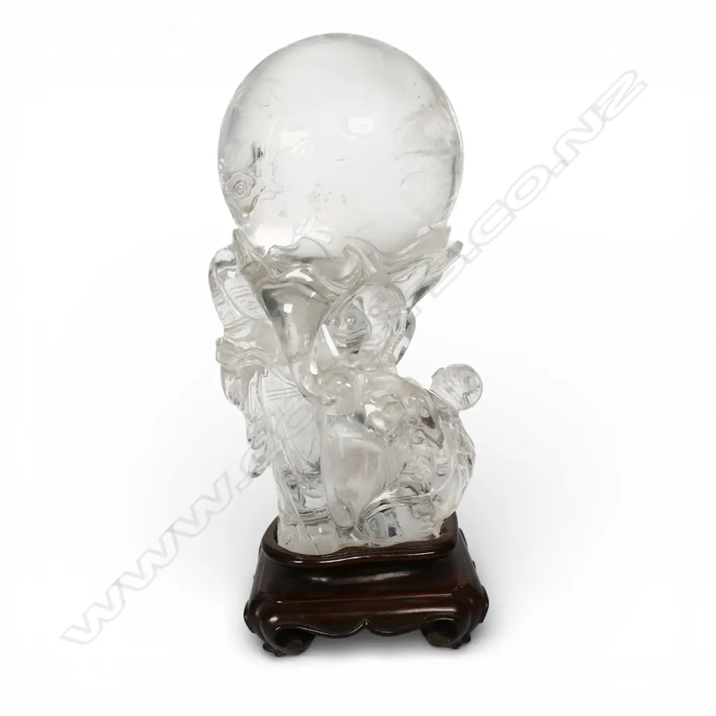 An uncommon Chinese one piece large rock crystal carving of Shao Lau, Image 1++