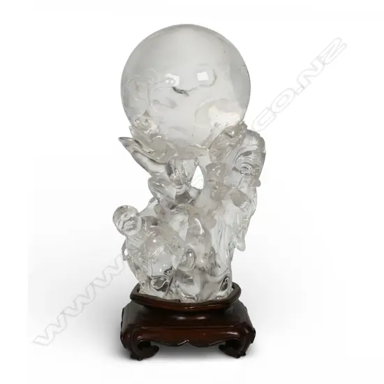 An uncommon Chinese one piece large rock crystal carving of Shao Lau,