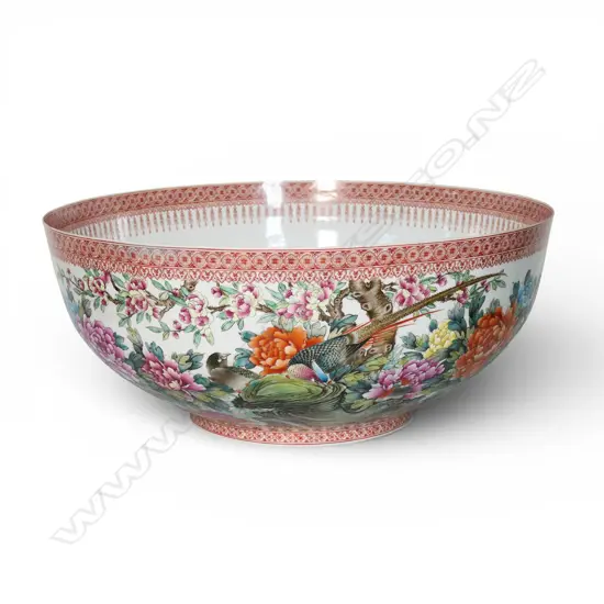 A massive 20thC Chinese famille rose egg shell porcelain bowl,