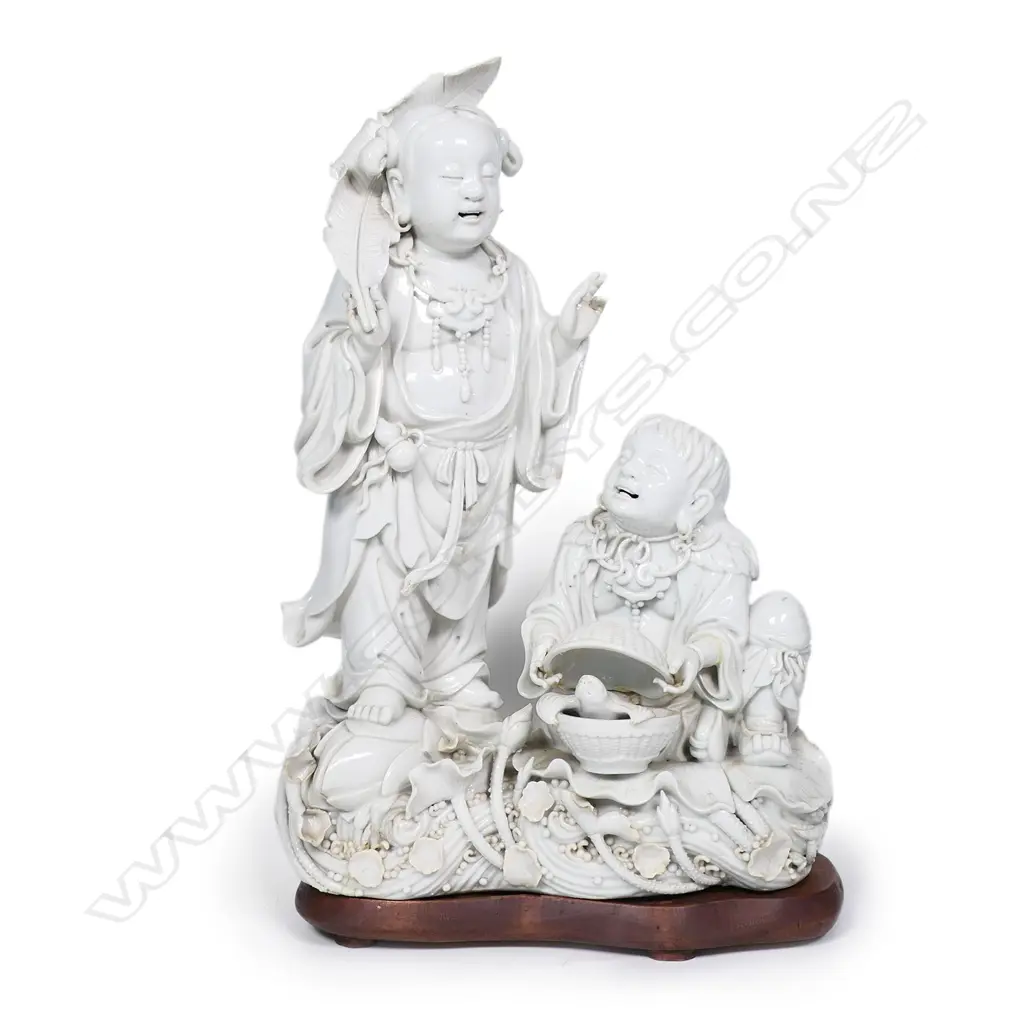 A blanc de chine group of the HeHe Erxian, Image 1++