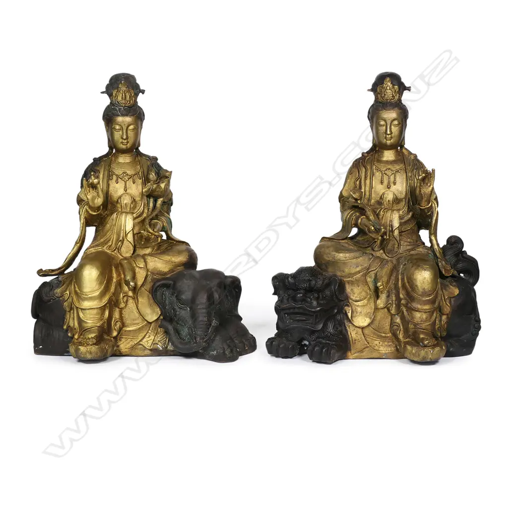 Two antique gilt bronze Bodhisattvas, Image 1++