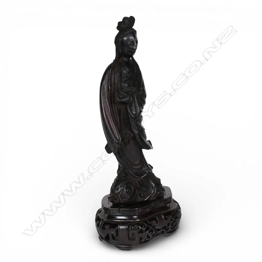 A reputedly Qing Dynasty carved wood Guanyin, Image 1++