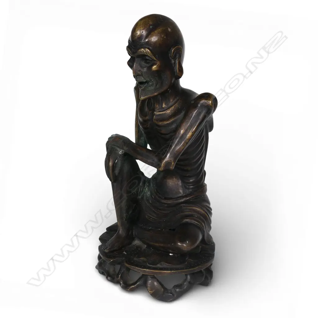 An early 1900s bronze figure of an emaciated Lohan, Image 1++