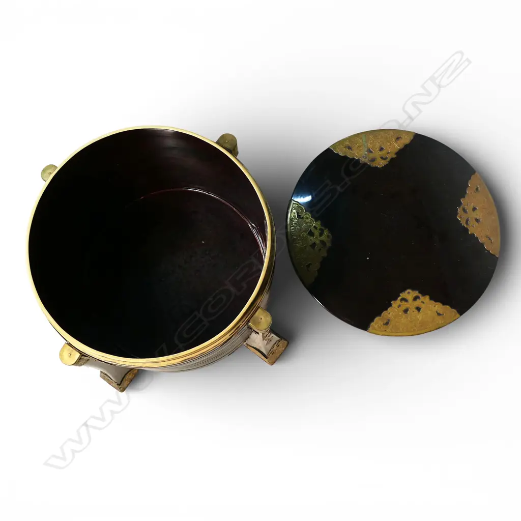 A vintage Japanese black lacquered hokai storage vessel, Image 1++