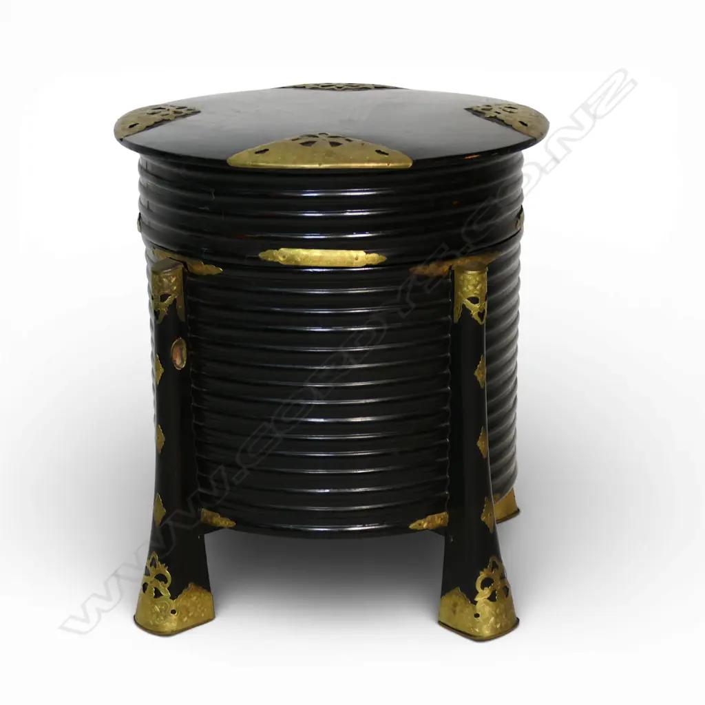 A vintage Japanese black lacquered hokai storage vessel, Image 1++