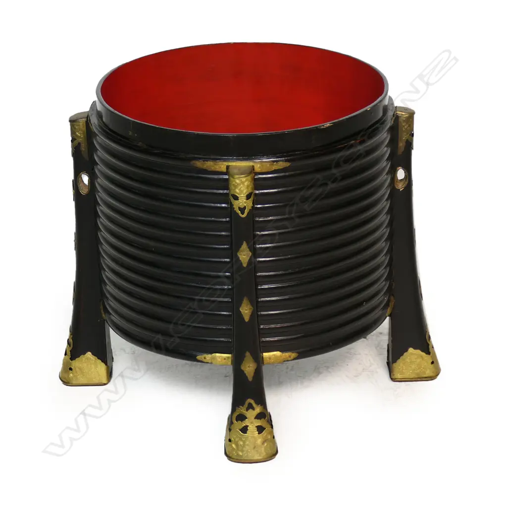 A vintage Japanese black lacquered hokai storage vessel, Image 1++