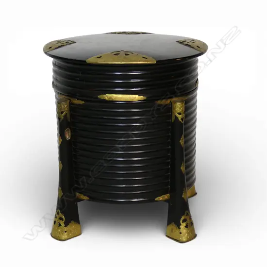 A vintage Japanese black lacquered hokai storage vessel,