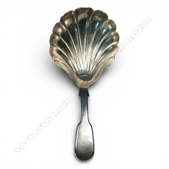 Victorian silver scallop bowled caddy spoon,