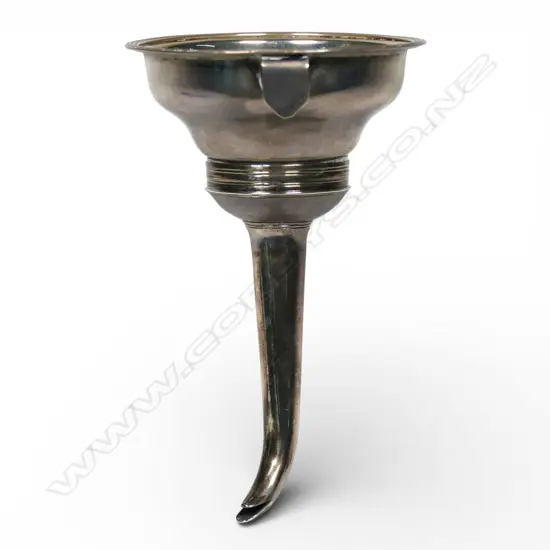 A George III silver crested wine funnel,