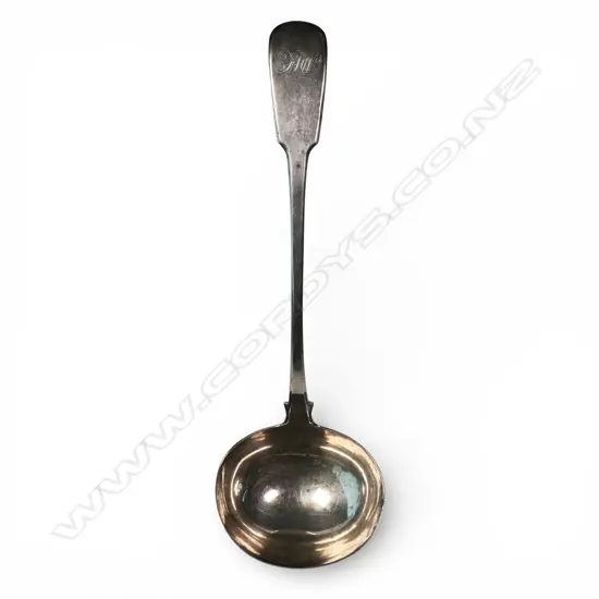 A George IV silver soup ladle,