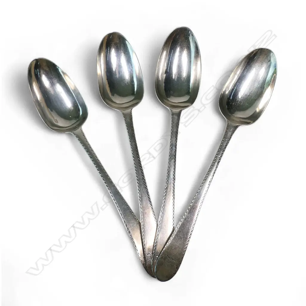 Set of four George III Irish silver table spoons, Image 1++
