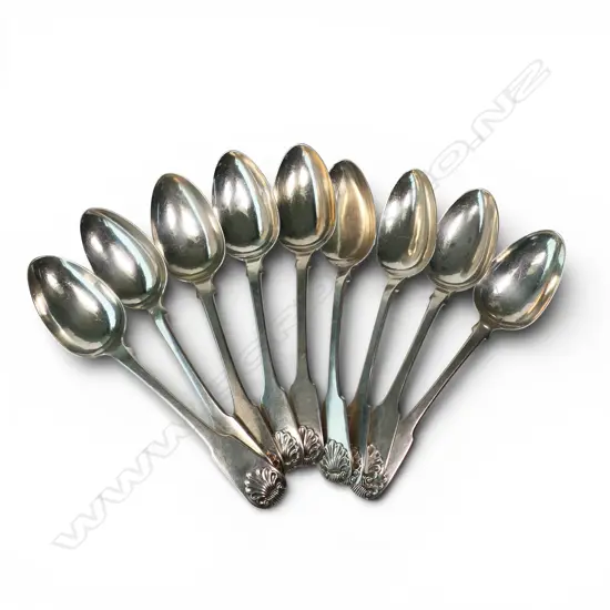 Nine George IV Scottish silver dessert spoons,