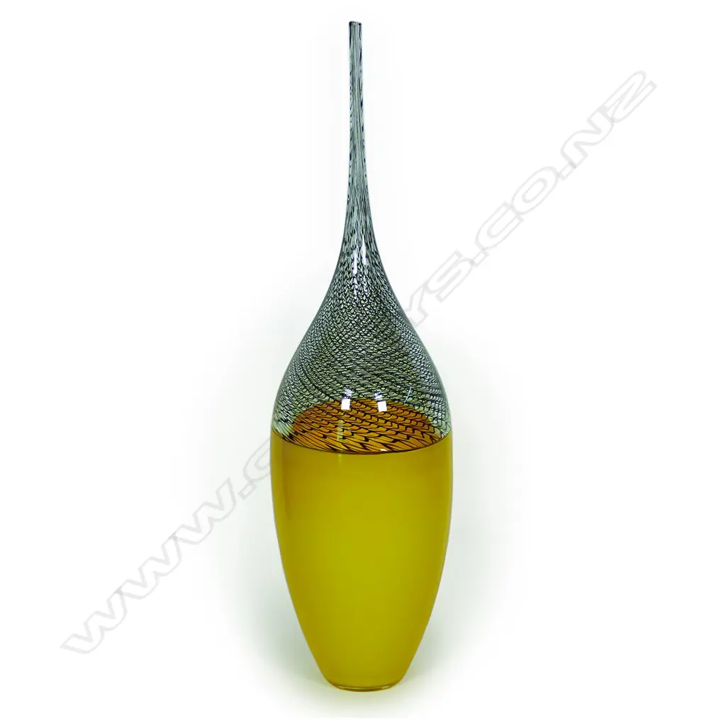 Katie Brown (Whanganui) tall hand blown glass vessel 'Incalmo Citron', Image 1++