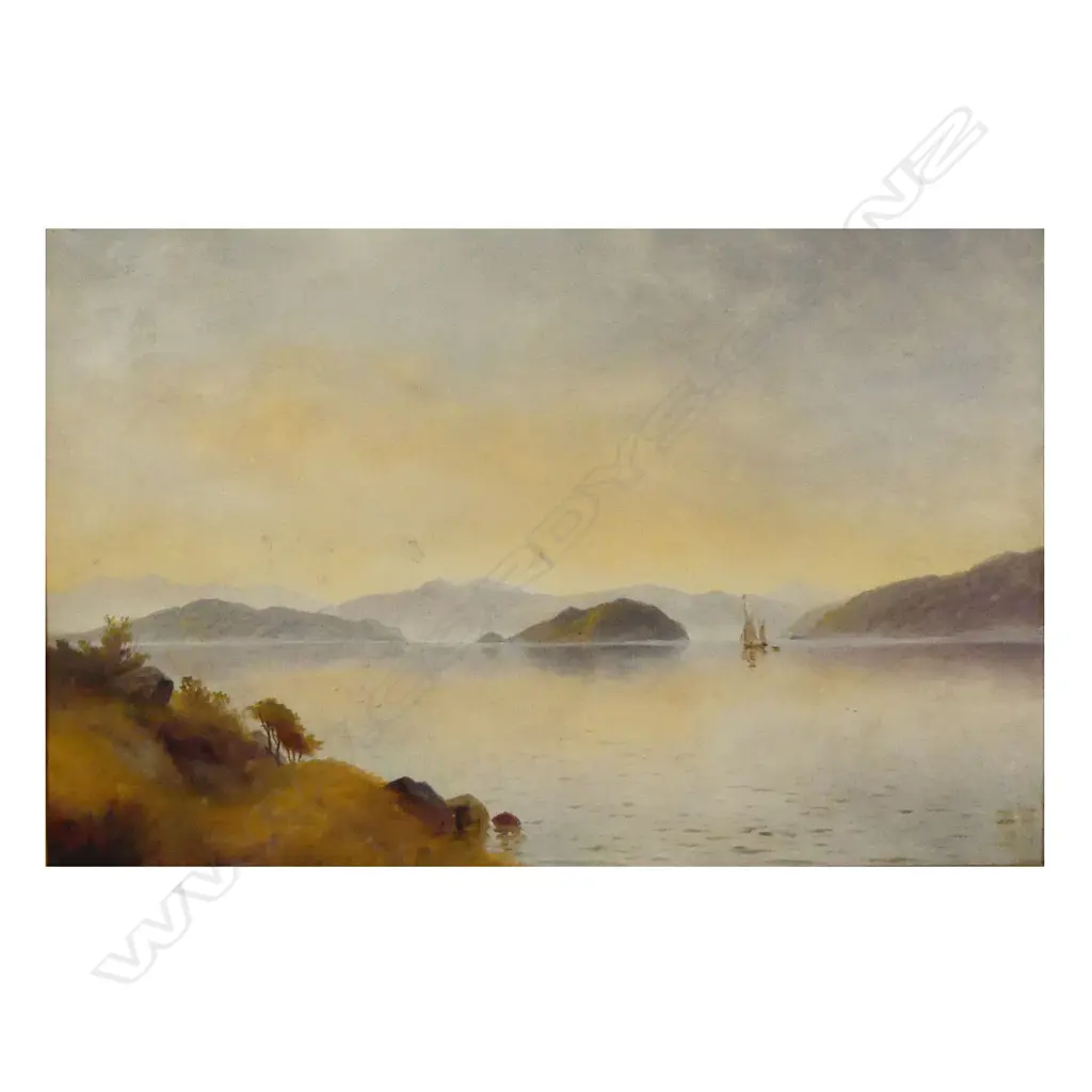 Henry William Kirkwood (NZ 1854-1925) Lake and Mountains, Image 1++