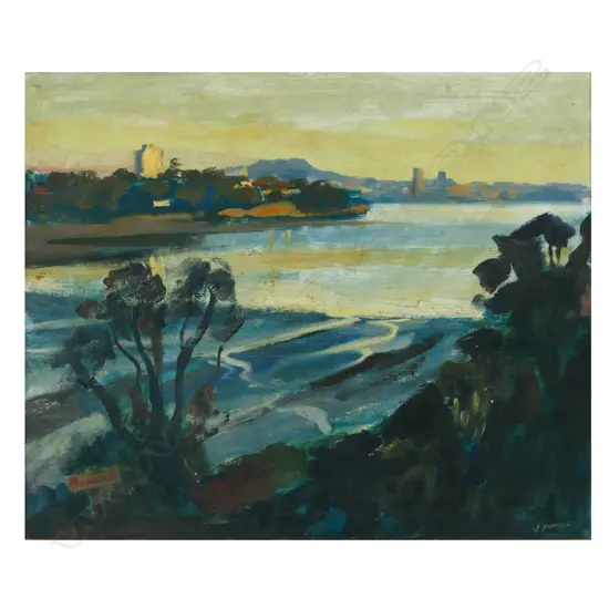 John Horner (NZ 1944-) Auckland Landscape with Rangitoto in Background,