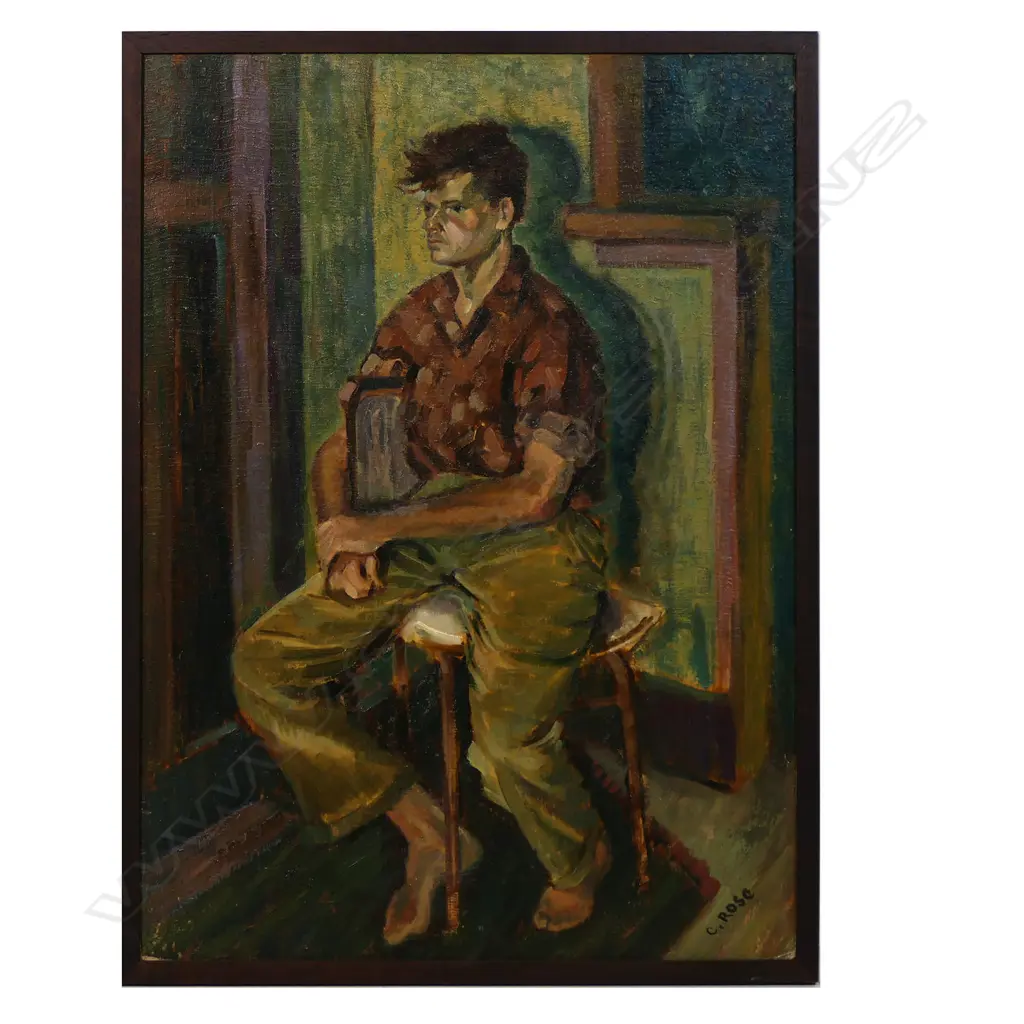 Charles Rose (NZ 1921-2017) Portrait of Wally Crossman 1957, Image 1++