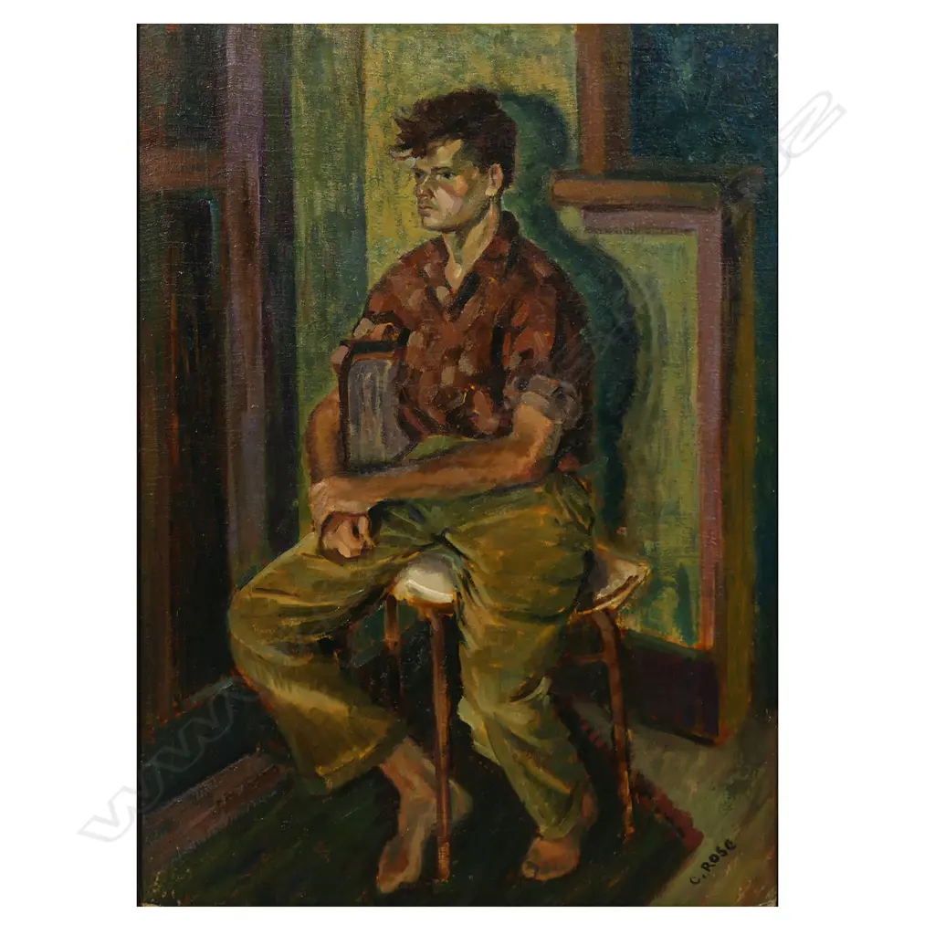 Charles Rose (NZ 1921-2017) Portrait of Wally Crossman 1957, Image 1++