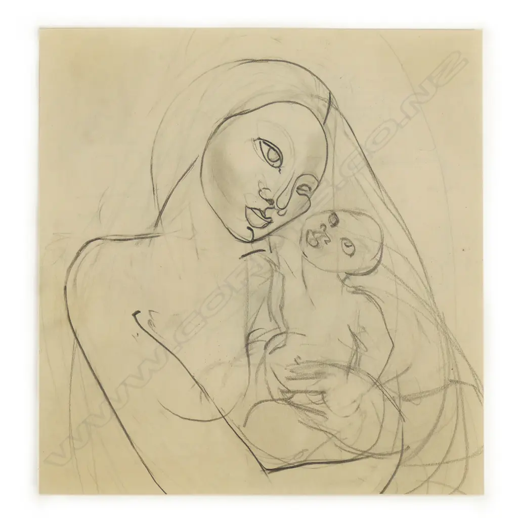 Louise Henderson (NZ 1902-1994) Mother and Child, Image 1++