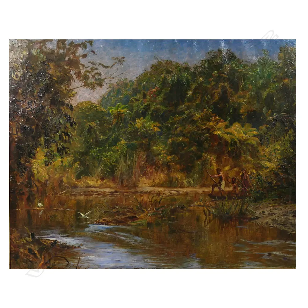 19thC artist unknown, untitled native hunting scene, Image 1++