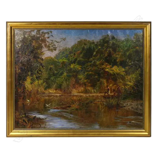 19thC artist unknown, untitled native hunting scene,