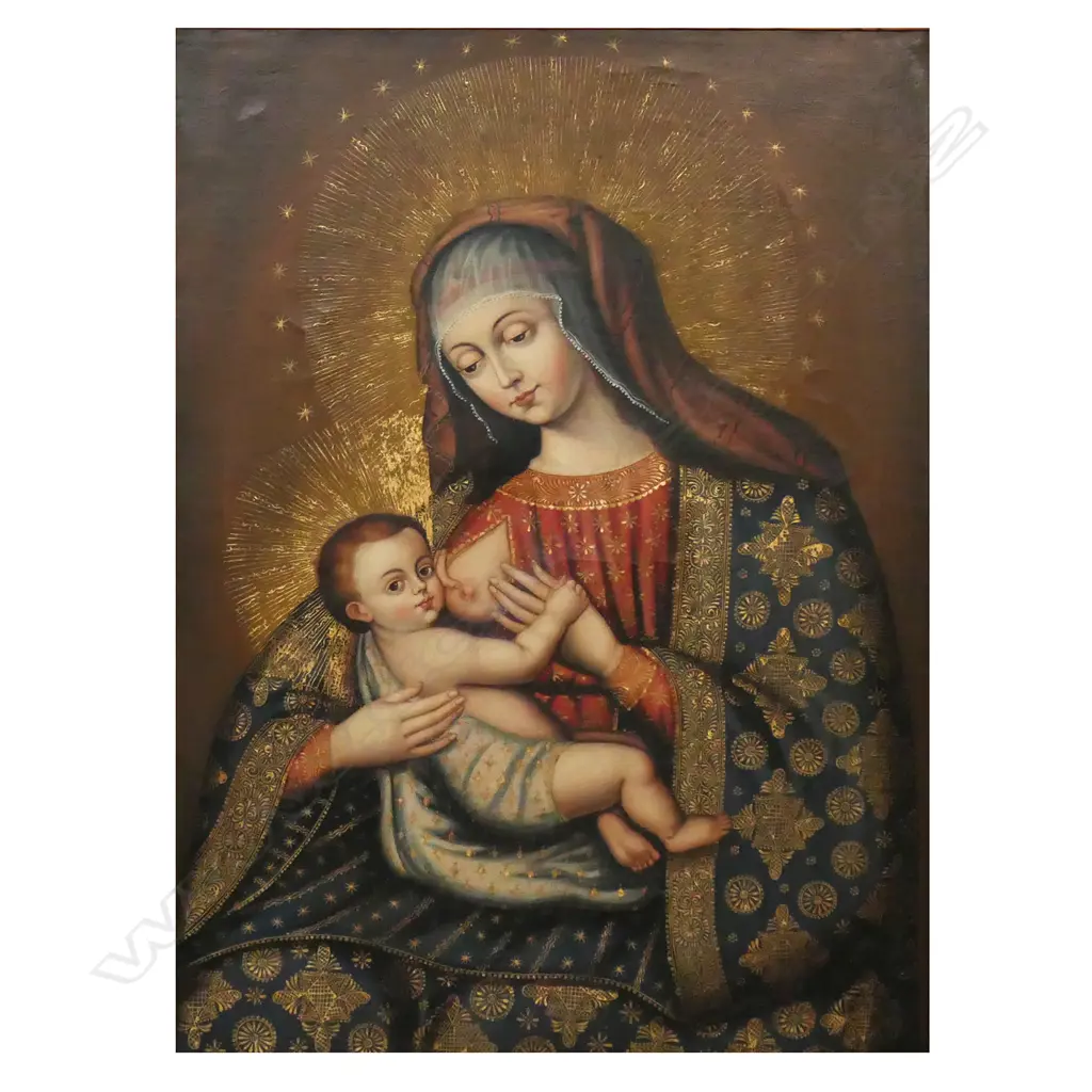 19thC artist unknown Madonna with Child, Image 1++