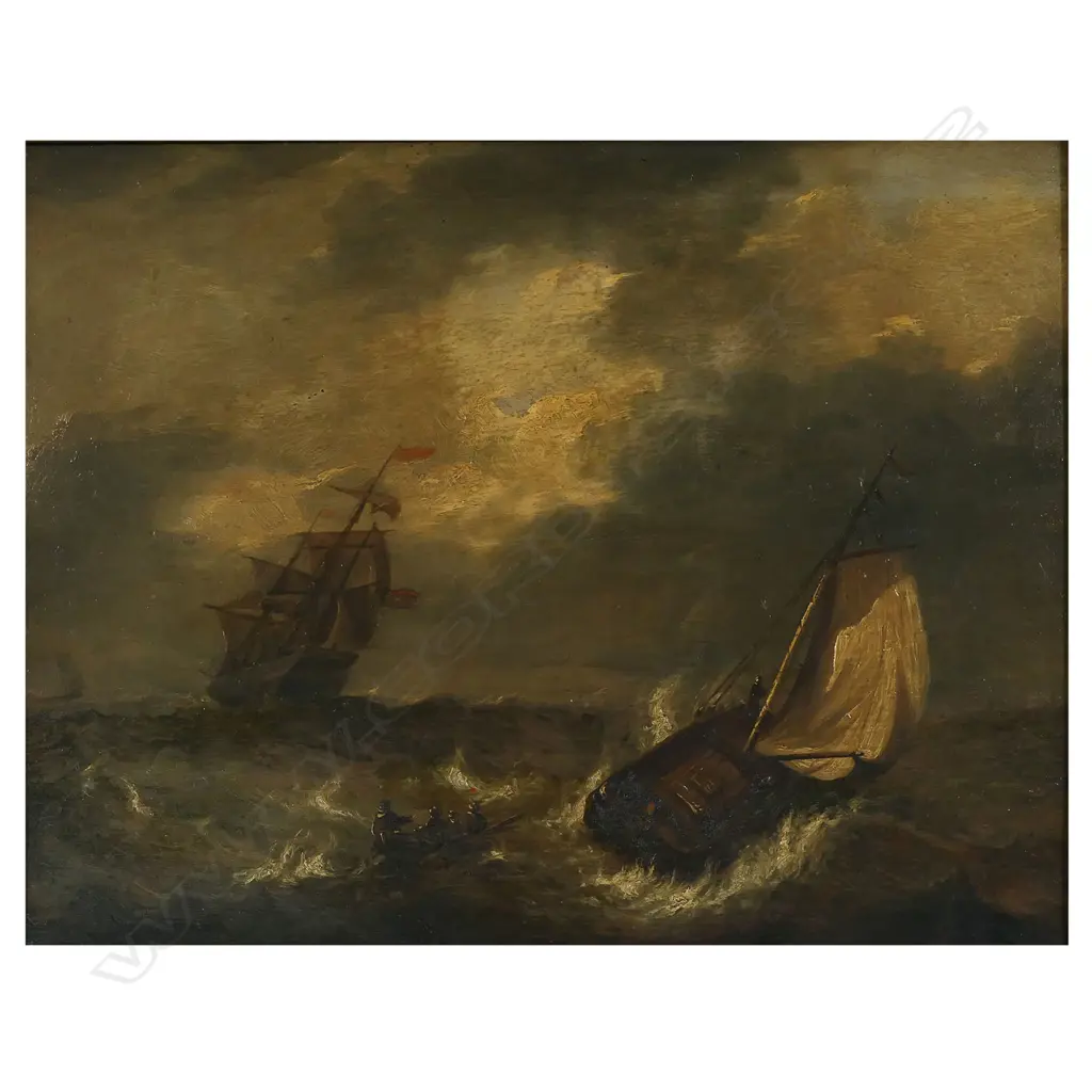 19thC artist unknown 'Sail Boats in a Rough Sea', Image 1++