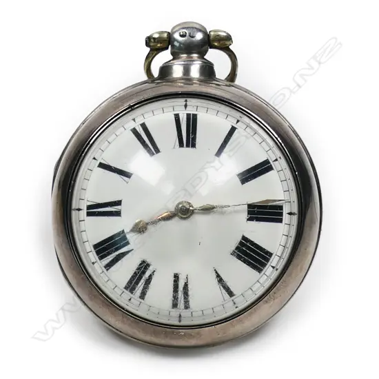 An antique silver pair case watch by Samuel Sharpe, Retford,