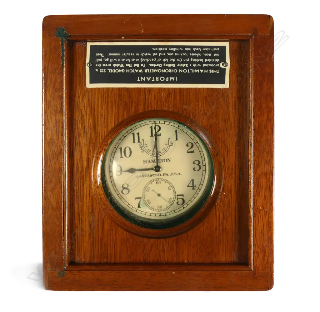 A 1941 Hamilton Watch Co, Lancaster, PA., USA Model 22 WWII US Navy cased chronometer deck watch, Image 1++