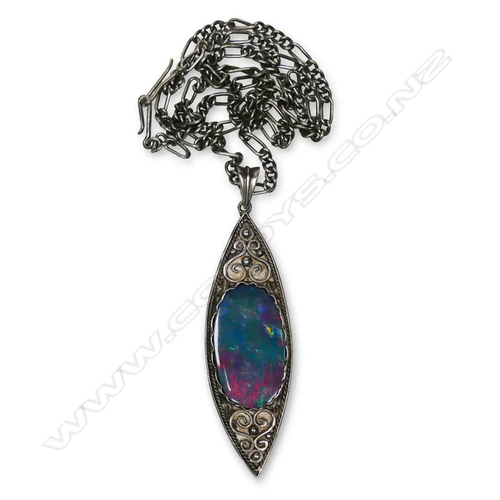 Reuben Watts New Zealand silver and opal pendant, Image 1++