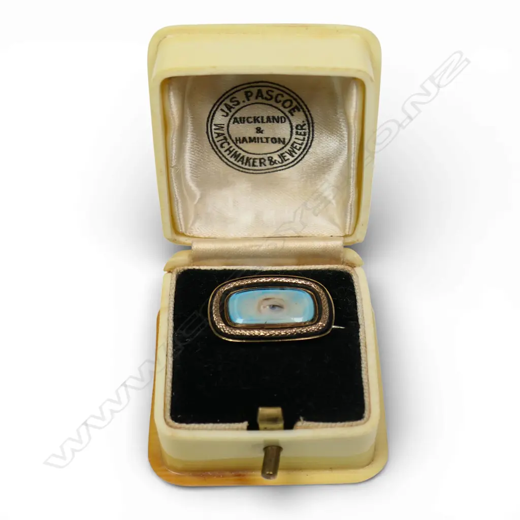 A rare 10ct gold framed Georgian eye miniature brooch, Image 1++