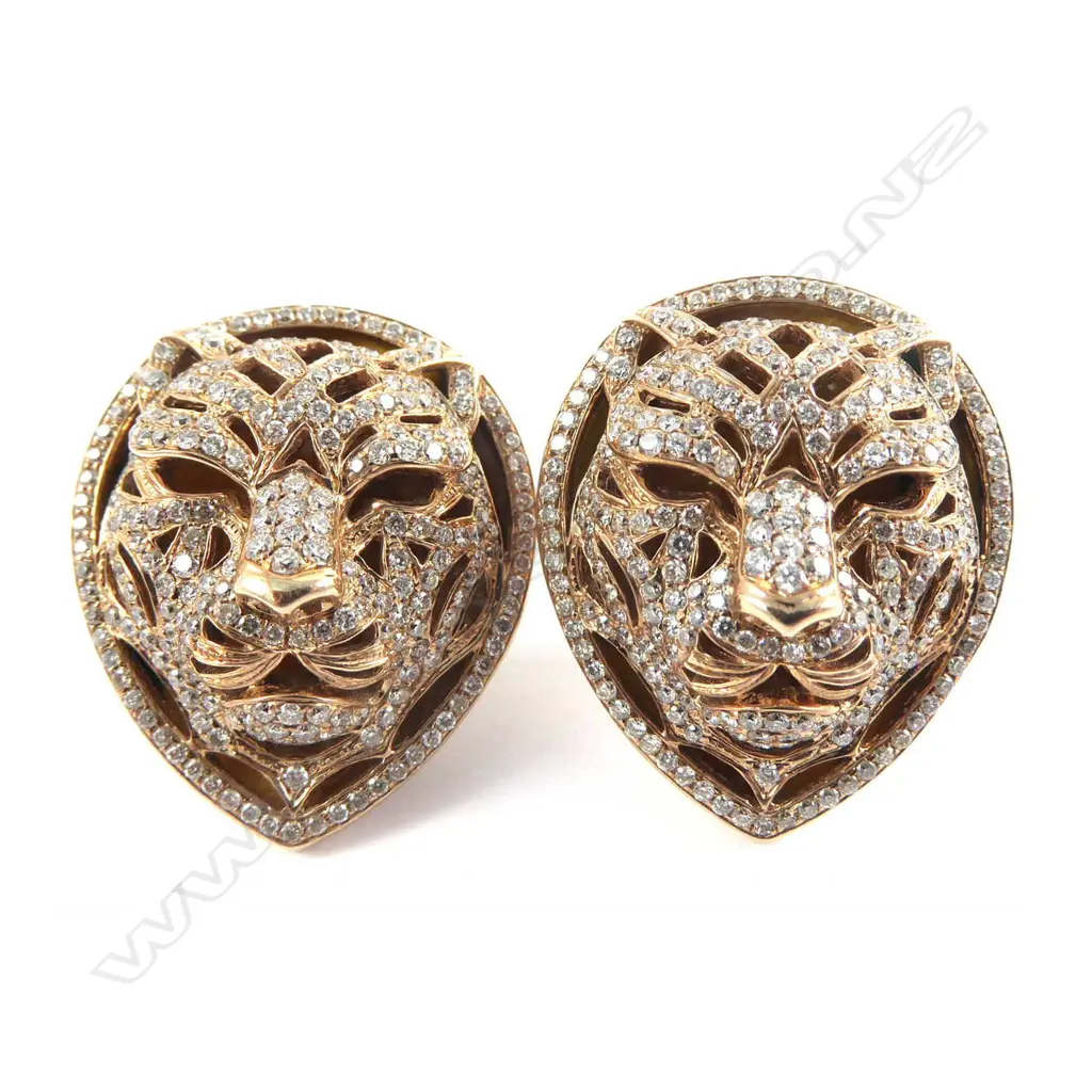 A pair of 18ct rose gold and diamond earrings, Image 1++