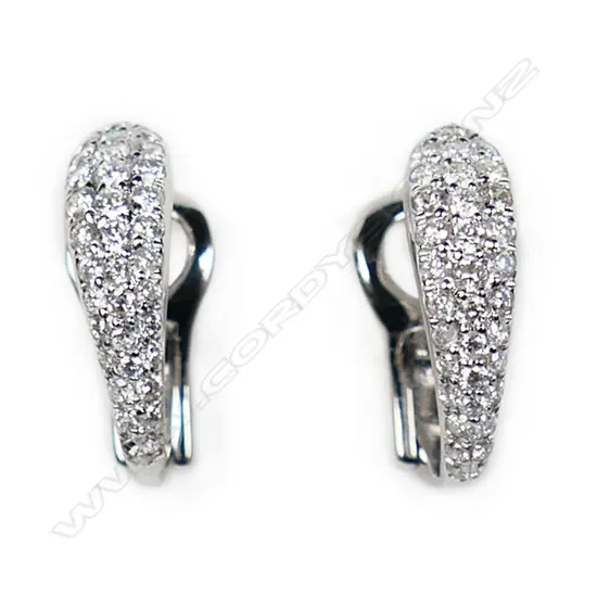 A pair of 18ct white gold and diamond earrings,