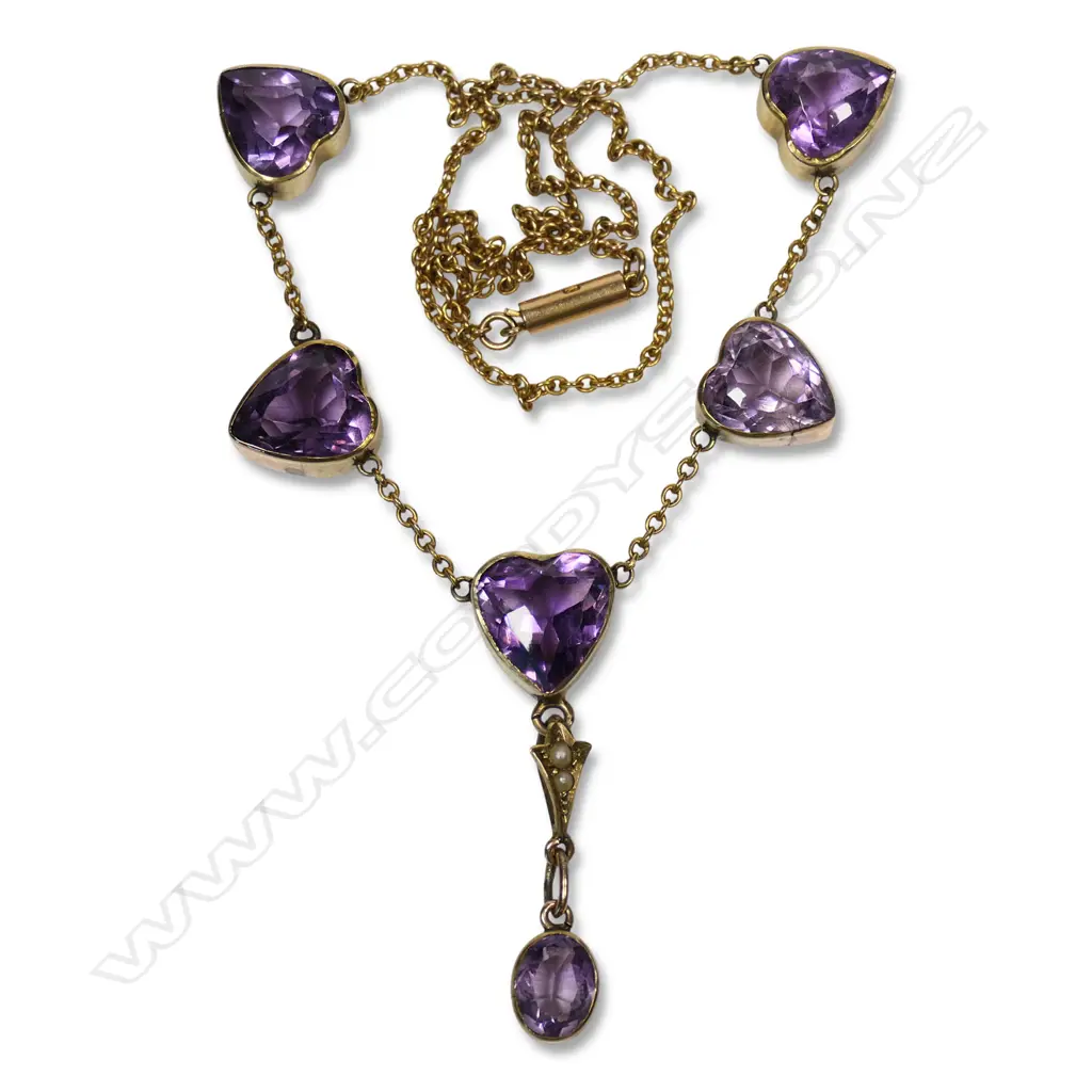 An Edwardian 9ct gold and amethyst necklace, Image 1++