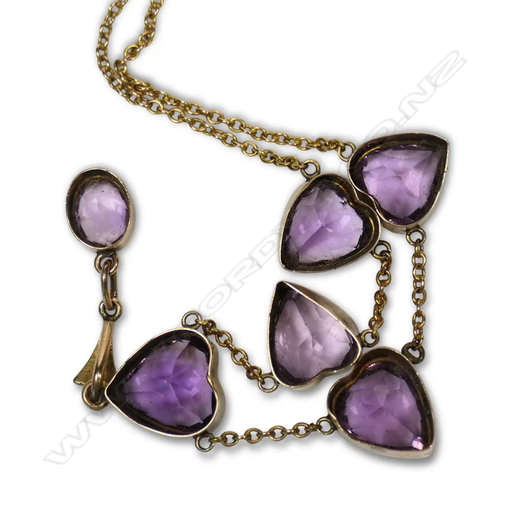 An Edwardian 9ct gold and amethyst necklace, Image 1++