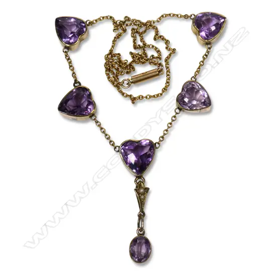 An Edwardian 9ct gold and amethyst necklace,
