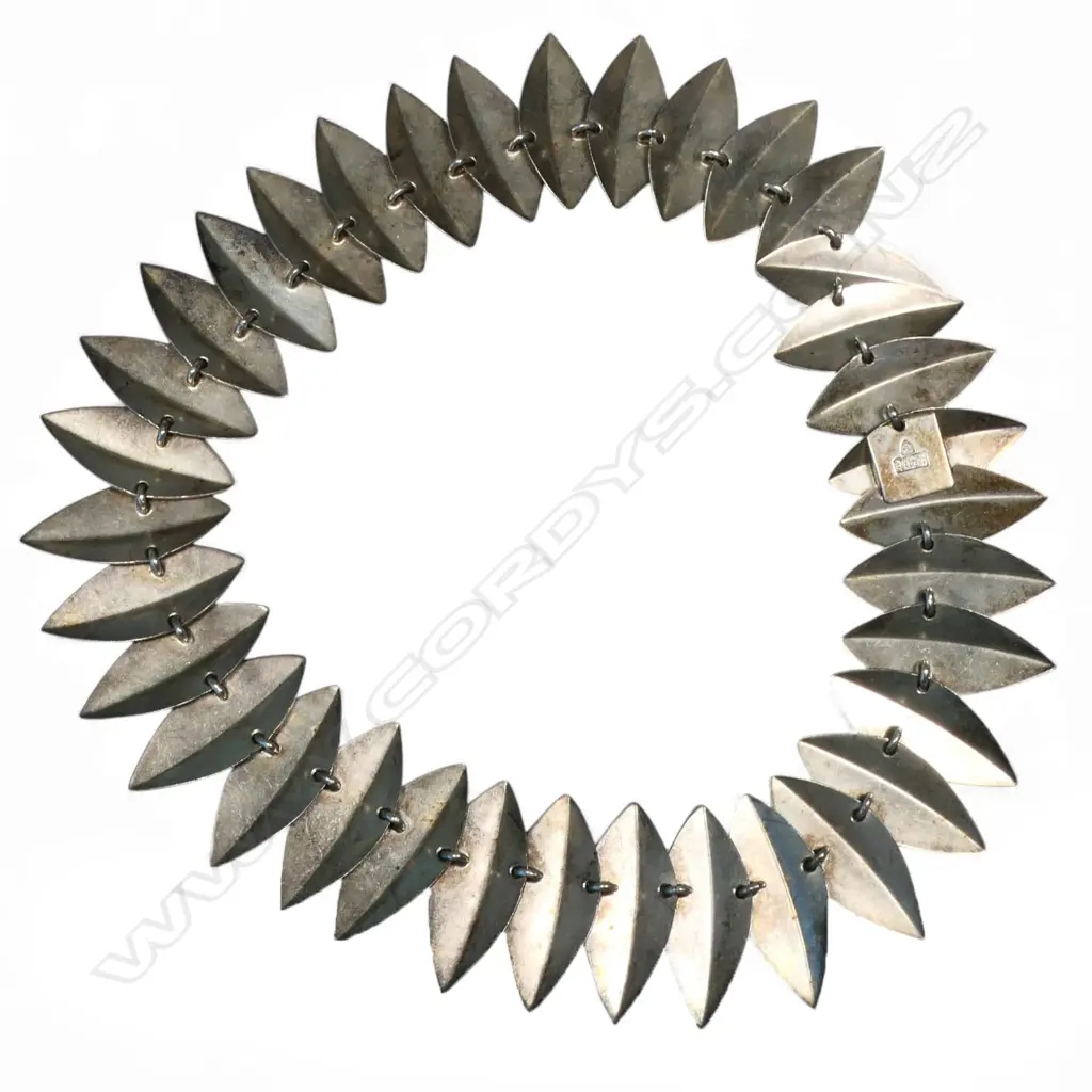 A c.1950 Anton Michelsen Denmark sterling silver leaf necklace, Image 1++