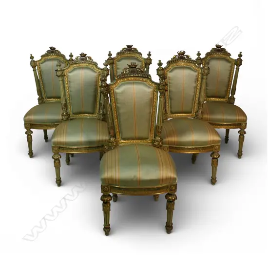 A set of six 19thC French salon chairs,