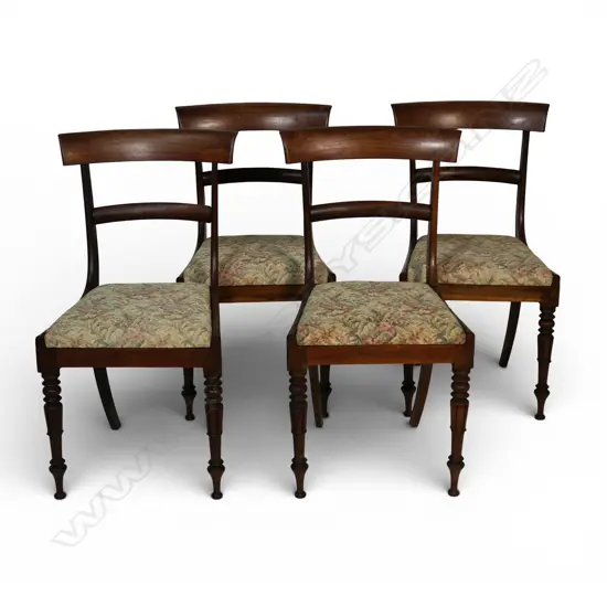 A set of four William IV rosewood dining chairs,