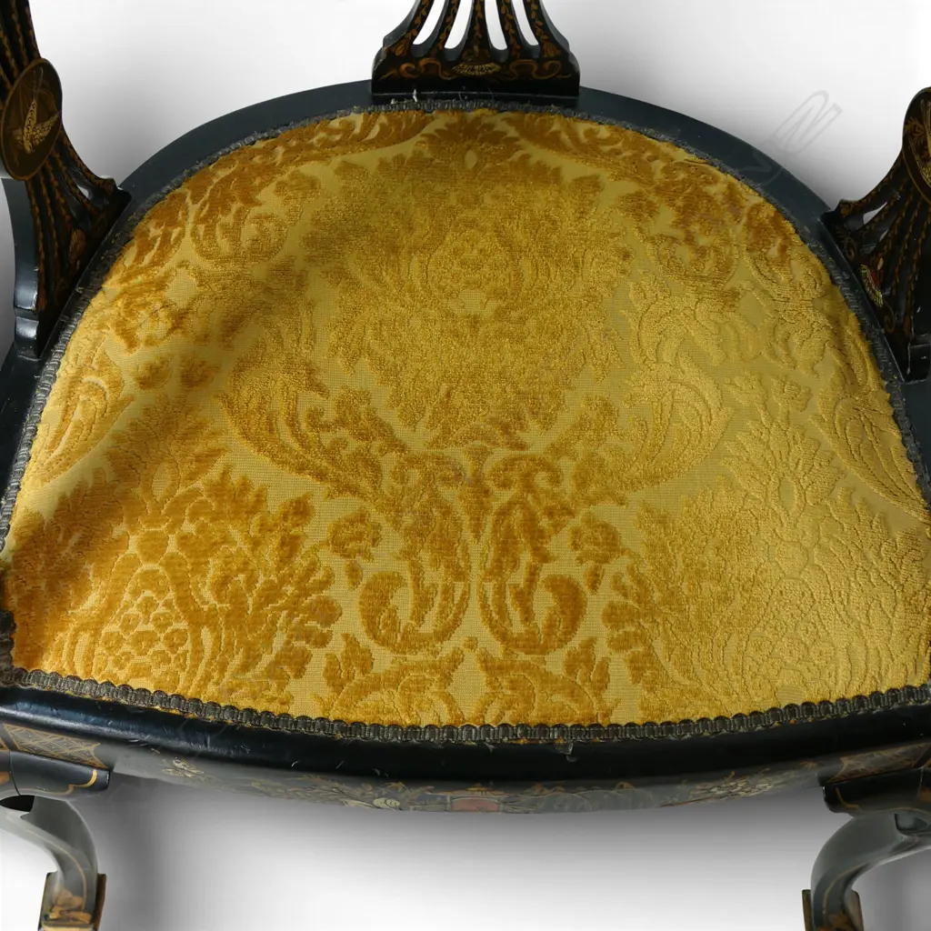 A pair of ebonised open elbow armchairs, Image 1++