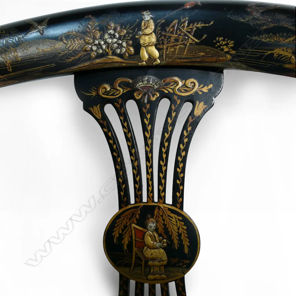 A pair of ebonised open elbow armchairs, Image 1++