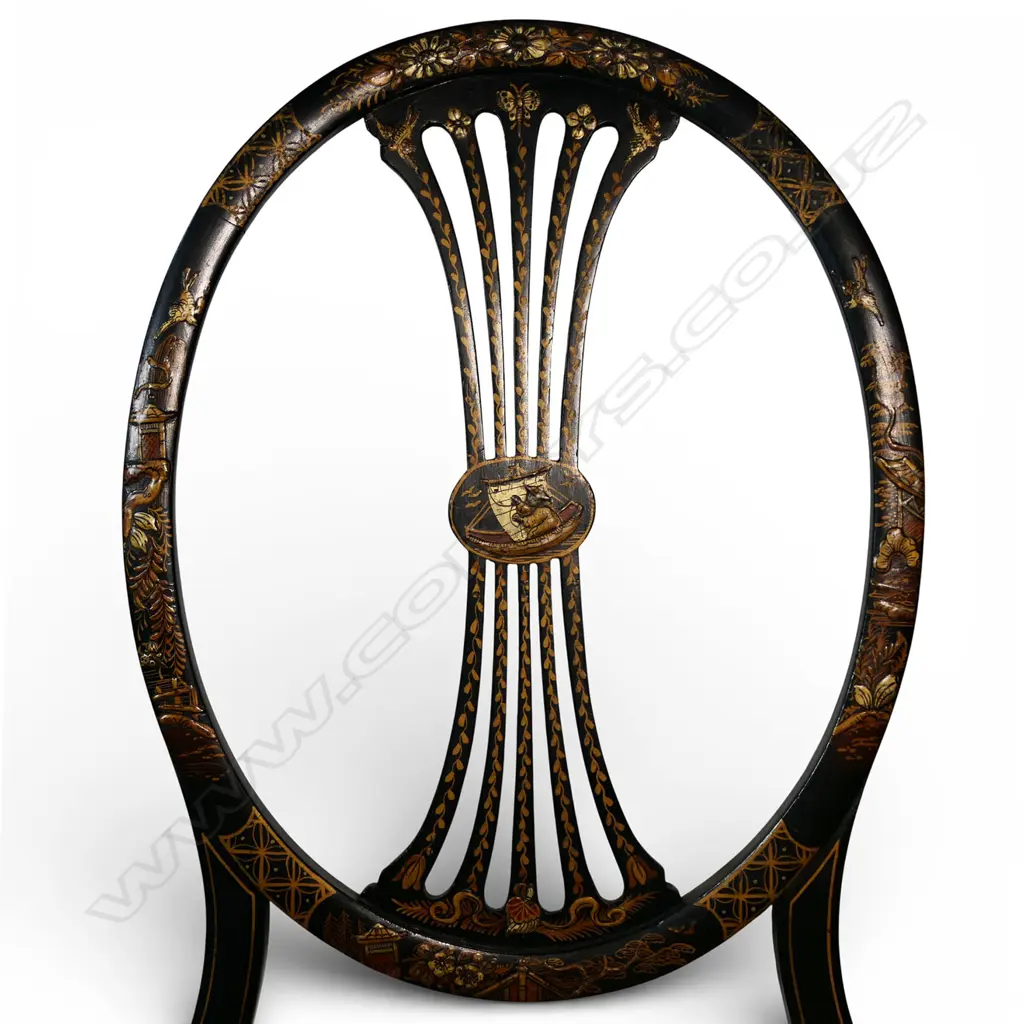 A set of four ebonised dining chairs, Image 1++