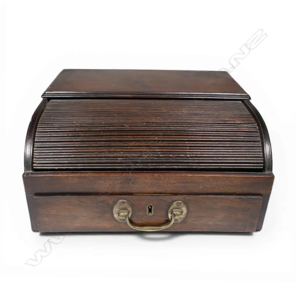 A Regency mahogany tambor topped writing box, Image 1++