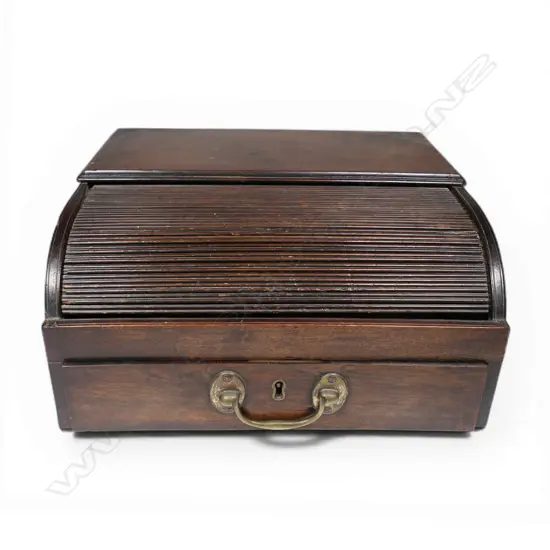 A Regency mahogany tambor topped writing box,