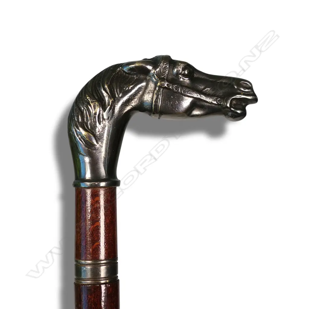 A quality silver plate horses head handled sword stick, Image 1++