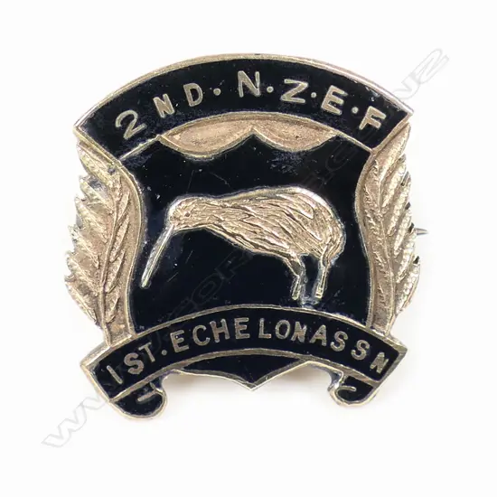 A possibly unique 9ct gold Life Member badge for the 2 NZEF 1st Echelon Association,