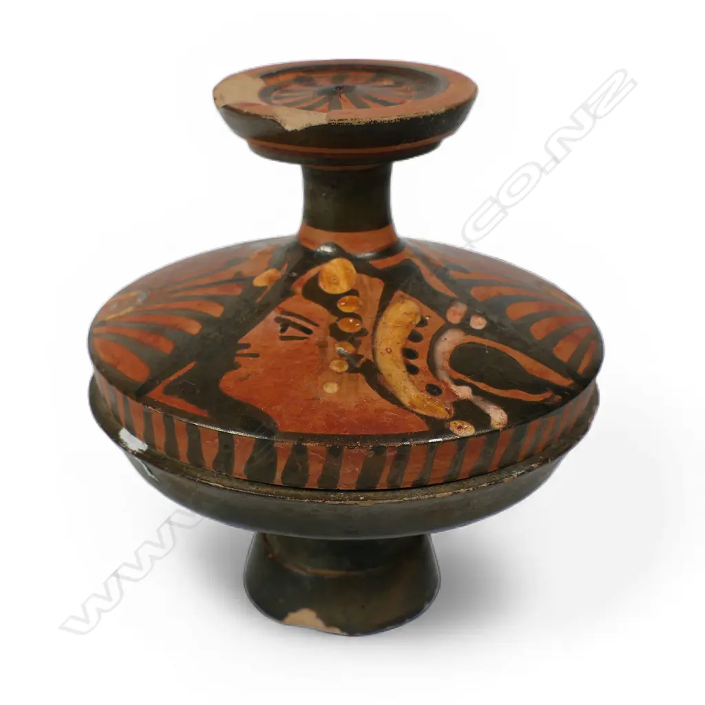 An Ancient Greek (reputedly) terracotta pottery lidded Lekanis/Pyxis. (lidded dish), Image 1++